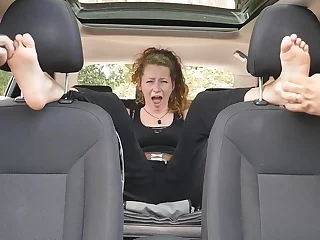Car Tickling Session with Kinky MILF